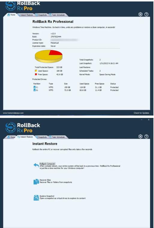 8220 Rollback RX Pro 12.0 Build 2707819707+Keygen สำรองข้อมูล