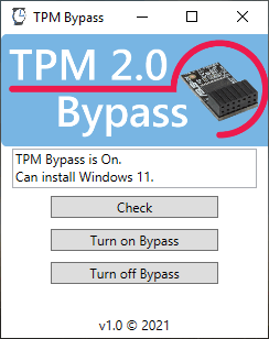 7208 TPM Bypass 1.0 ข้ามข้อกำหนด TPM 2.0 สำหรับการติดตั้ง Windows 11